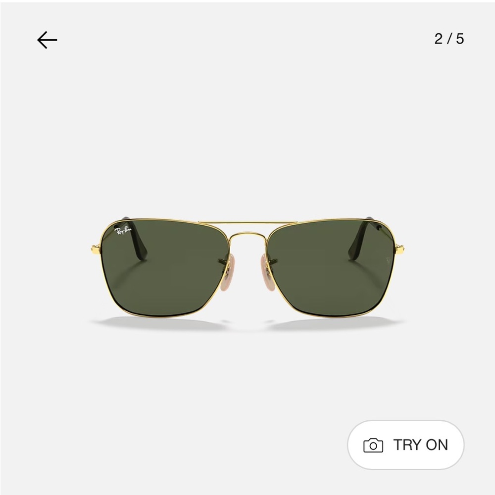 Ray-Ban Caravan Gold Frame Sunglasses with Green Lenses